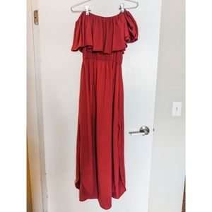 Red / Maroon off the shoulder dress